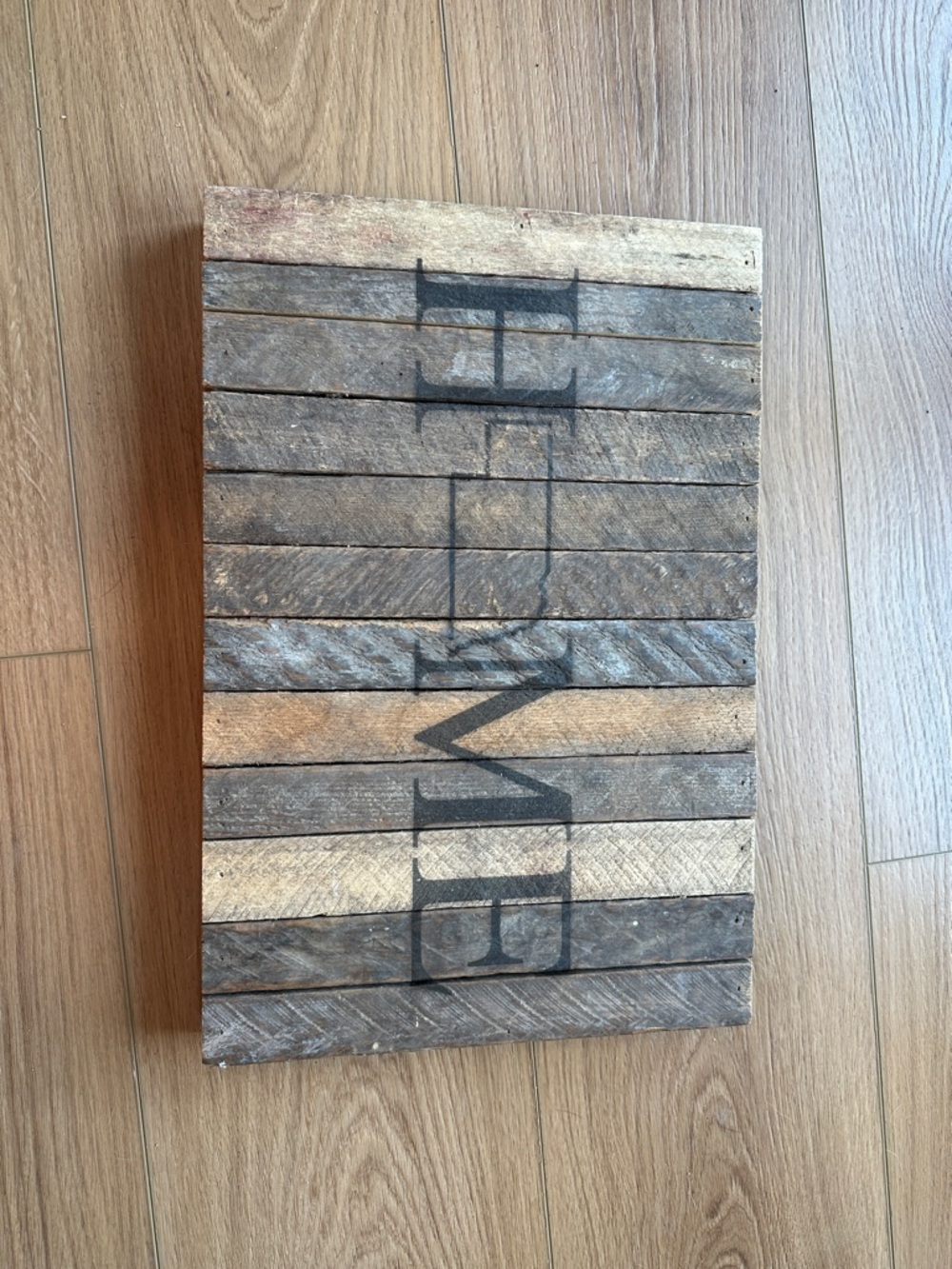 Wooden Home Wall Sign - Rustic Brown & Natural Stripes